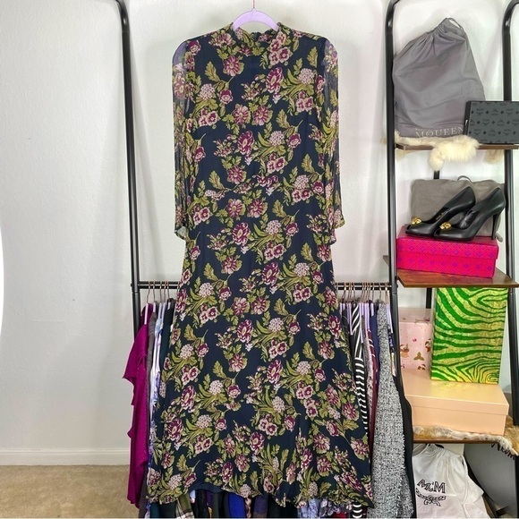 Zara Woman Semi Sheer Floral Prairie Maxi Dress - Picture 1 of 7
